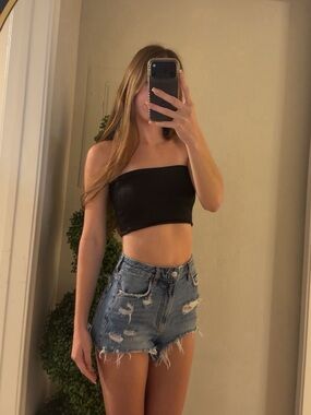 Topshop Black Strapless Tube Top